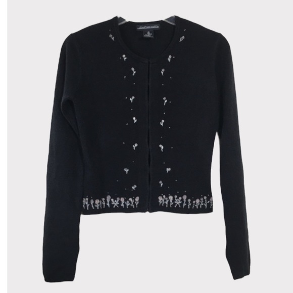 Johnathan Martin Beaded Flower Cardigan Vintage Sz Small Y2K CottageCore Dainty - Picture 1 of 11